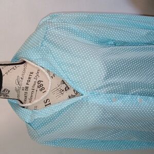 Foxcroft Women's 100% Cotton Polka-dot Button Down Blouse Size 10